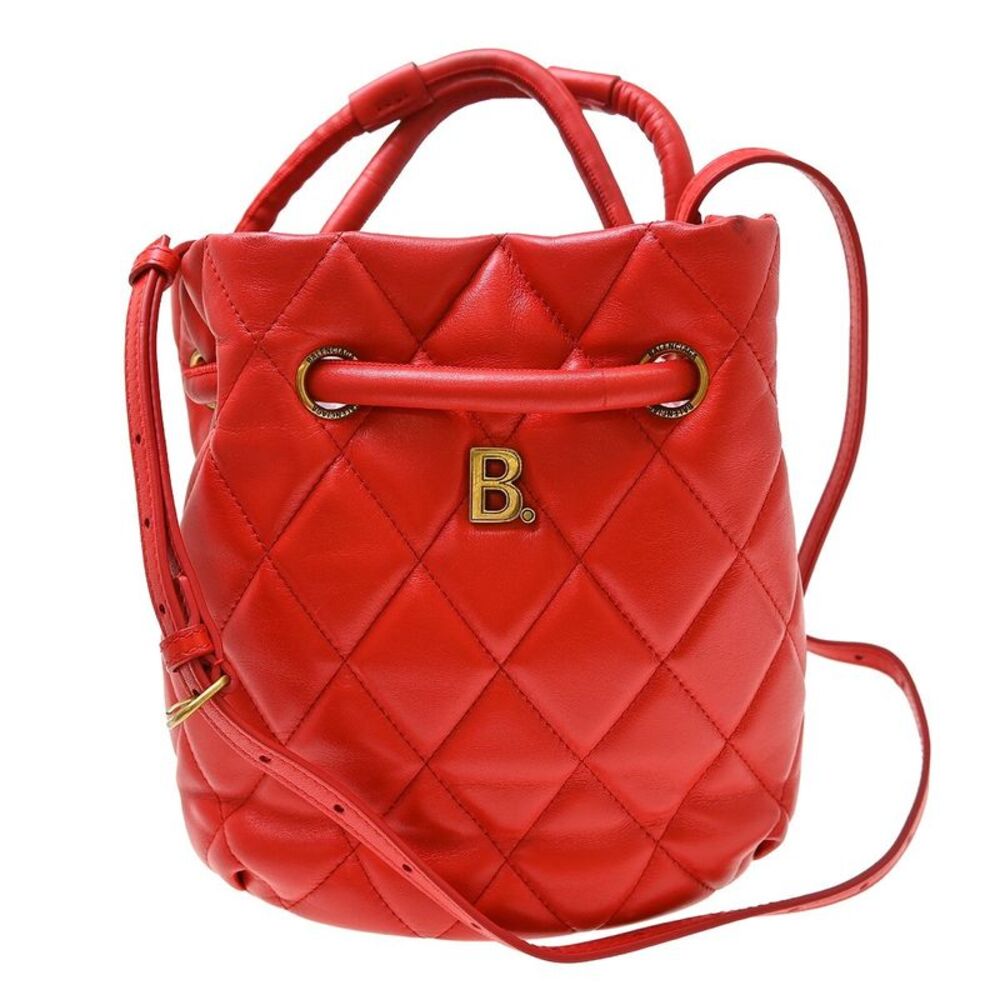 Balenciaga Touch B. Bucket Quilted Leather Red Leather Handbag